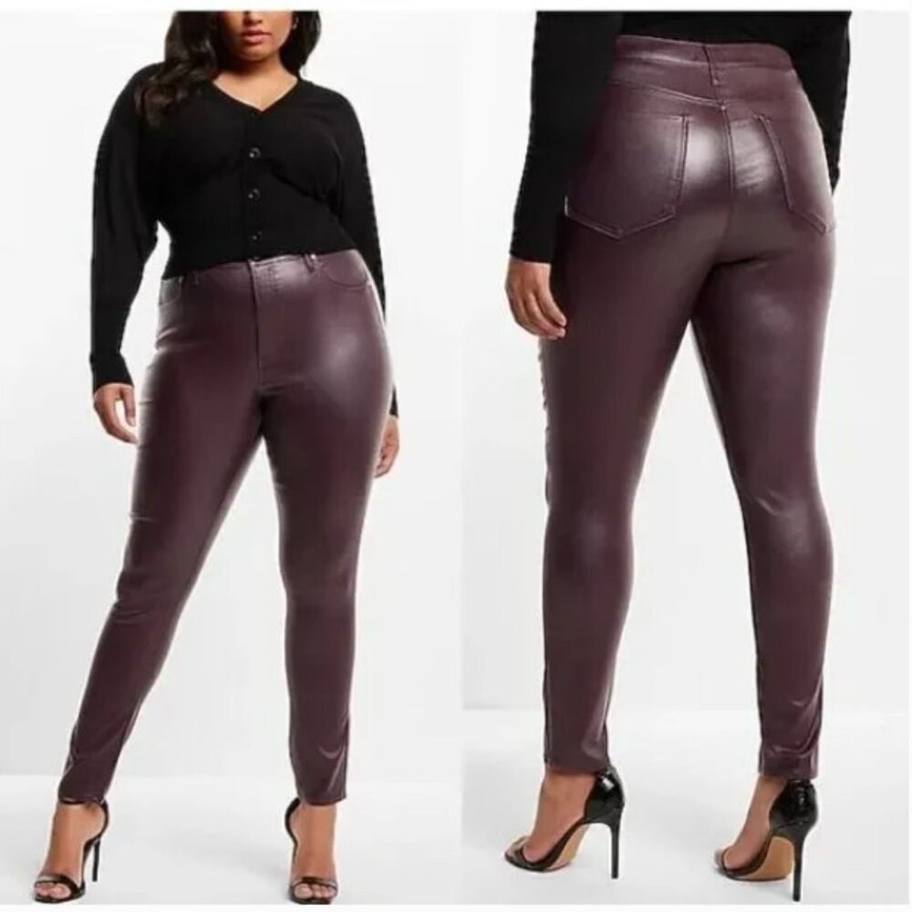Express Faux Leather Skinny Pants in Plum